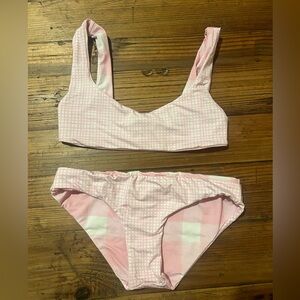 Reversible bikini from solid and striped. Size XS